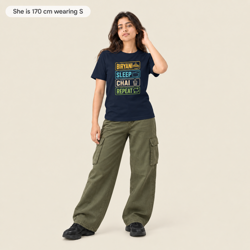 Biryani-Sleep-Chai-Repeat Unisex Tee